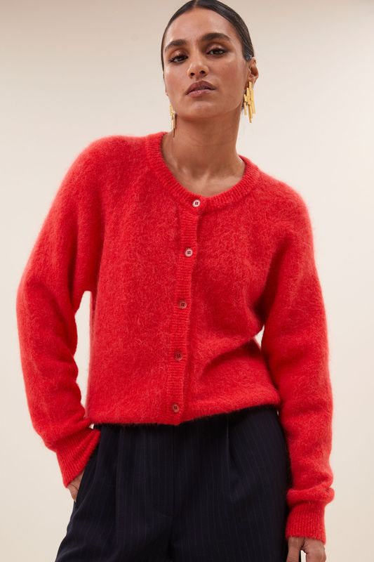 By-Bar| LAST ONE in M - Meya wool cardigan red - alpaca wool mix - made in Italy