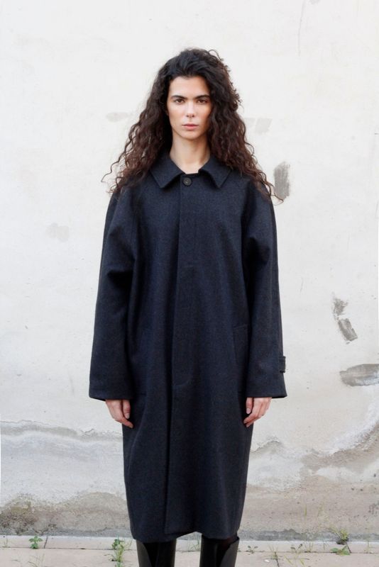Black to grey | Place coat black melange - wool - made in Barcelona