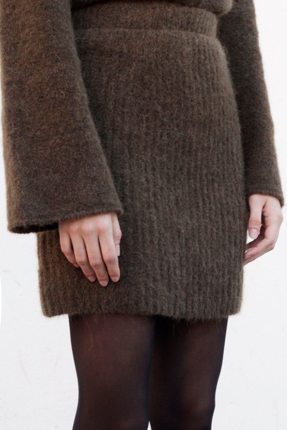 Black to grey | Cerulean skirt dark moss green - alpaca wool mix - made in Barcelona