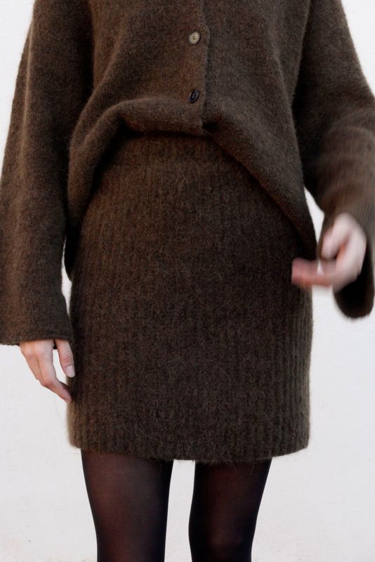 Black to grey | Cerulean skirt dark moss green - alpaca wool mix - made in Barcelona