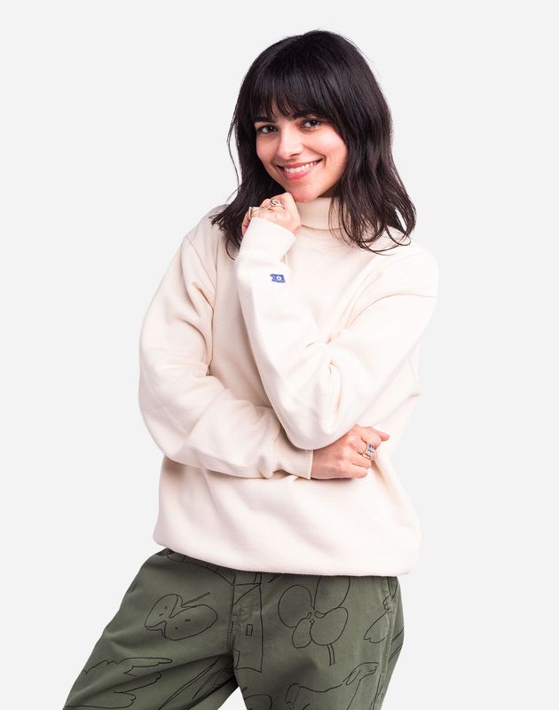 Olow | Ivory coward sweatshirt roll neck unisex - 100% organic cotton GOTS - made in Portugal