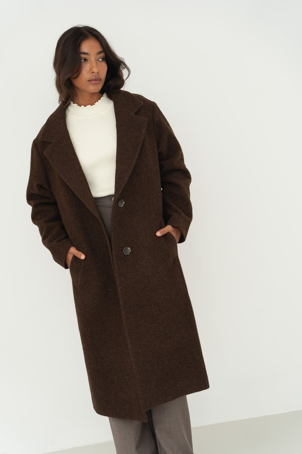 Näz | Dark brown wool coat - 100% wool - made in Portugal