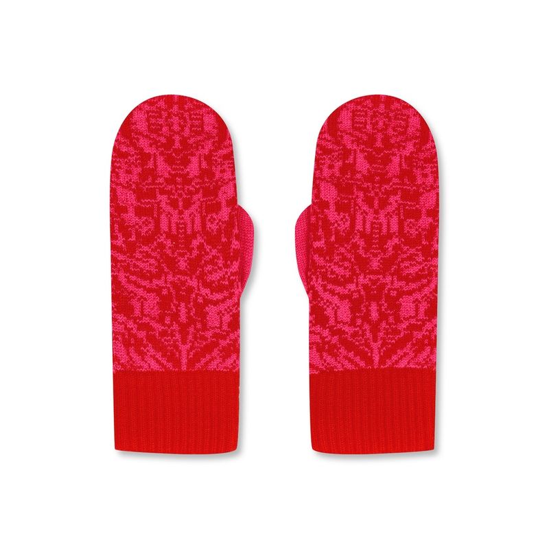 Wolvis | Merino wool mittens drift azalea - poppy red &amp; pink
