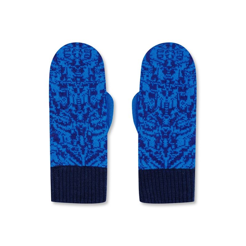 Wolvis | Merino wool mittens drift ink - indigo &amp; cobalt blue