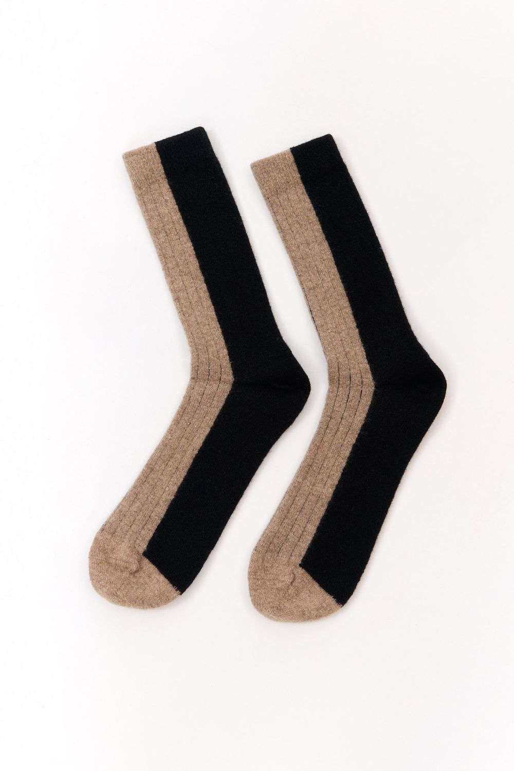 Suite 13 | Merino wool socks bicolor black and beige - available in different colors - made in Spain