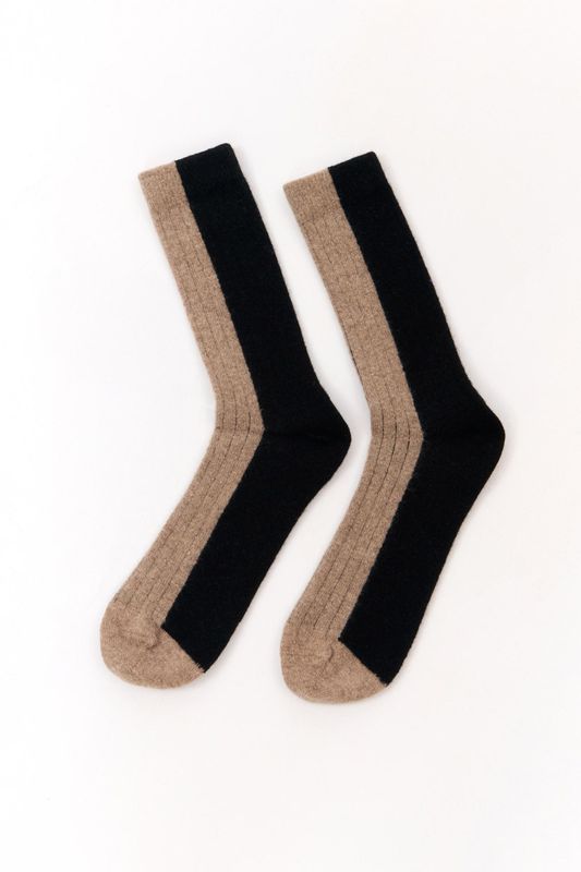Suite 13 | Merino wool socks bicolor black and beige - available in different colors - made in Spain