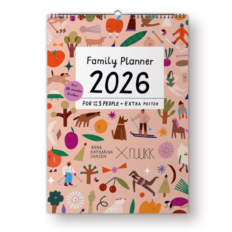 Nuukk | A3 Family calendar 2026 - 5 family members - incl. Poster + 88 Stickers