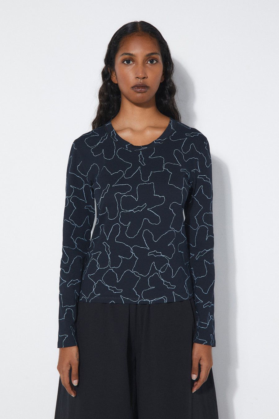 Rita Row | Elif long sleeve blue flowers - organic cotton - made in Portugal