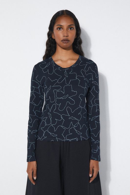 Rita Row | Elif long sleeve blue flowers - organic cotton - made in Portugal