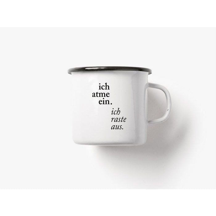 Typealive | Enamel Mug 300ml ich atme ein raste aus - illustrated &amp; printed in Münster