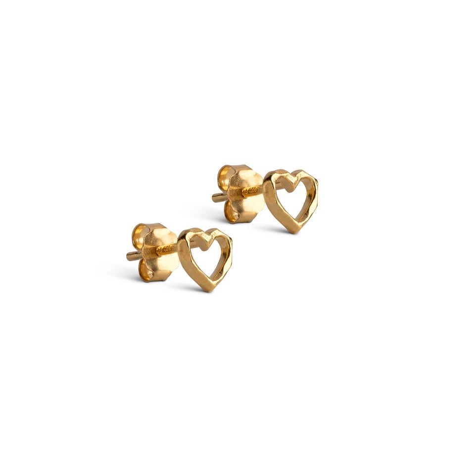Enamel Copenhagen | Ear studs organic hearts 6,5mm - 18k gold-plated 925 sterling silver
