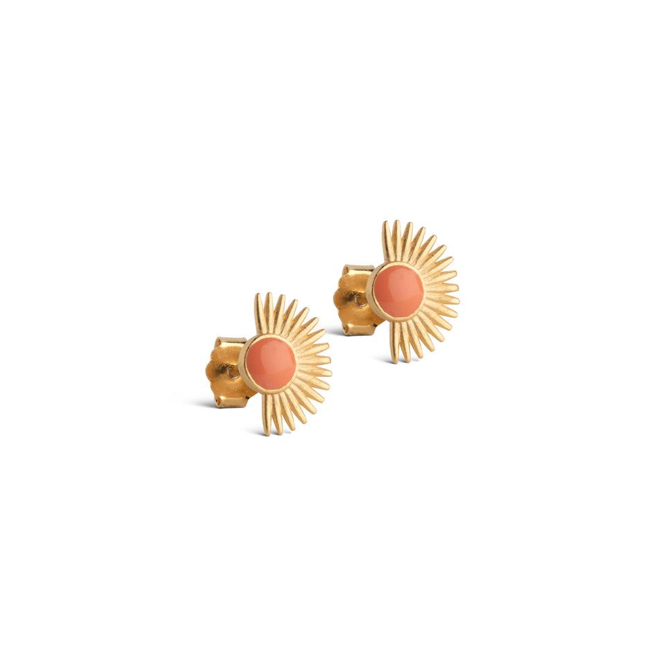 Enamel Copenhagen | Ear studs soleil orange - 18k gold-plated 925 sterling silver