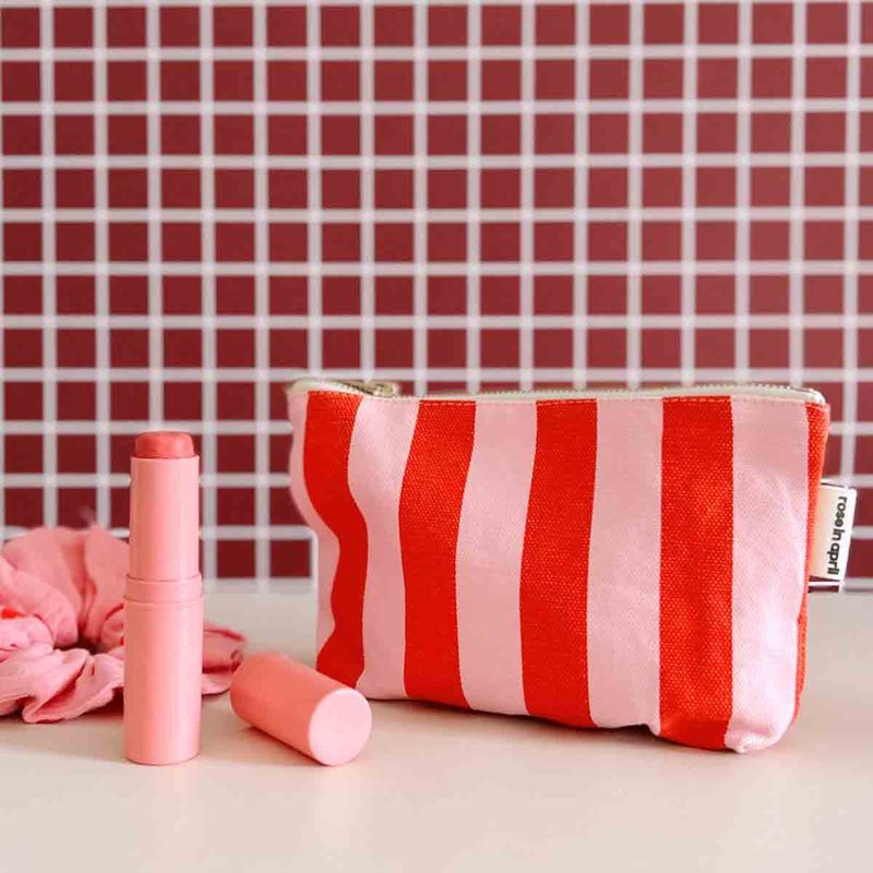 Rose in April | Sofia pouch etui - pink &amp; red stripes - made in Portugal