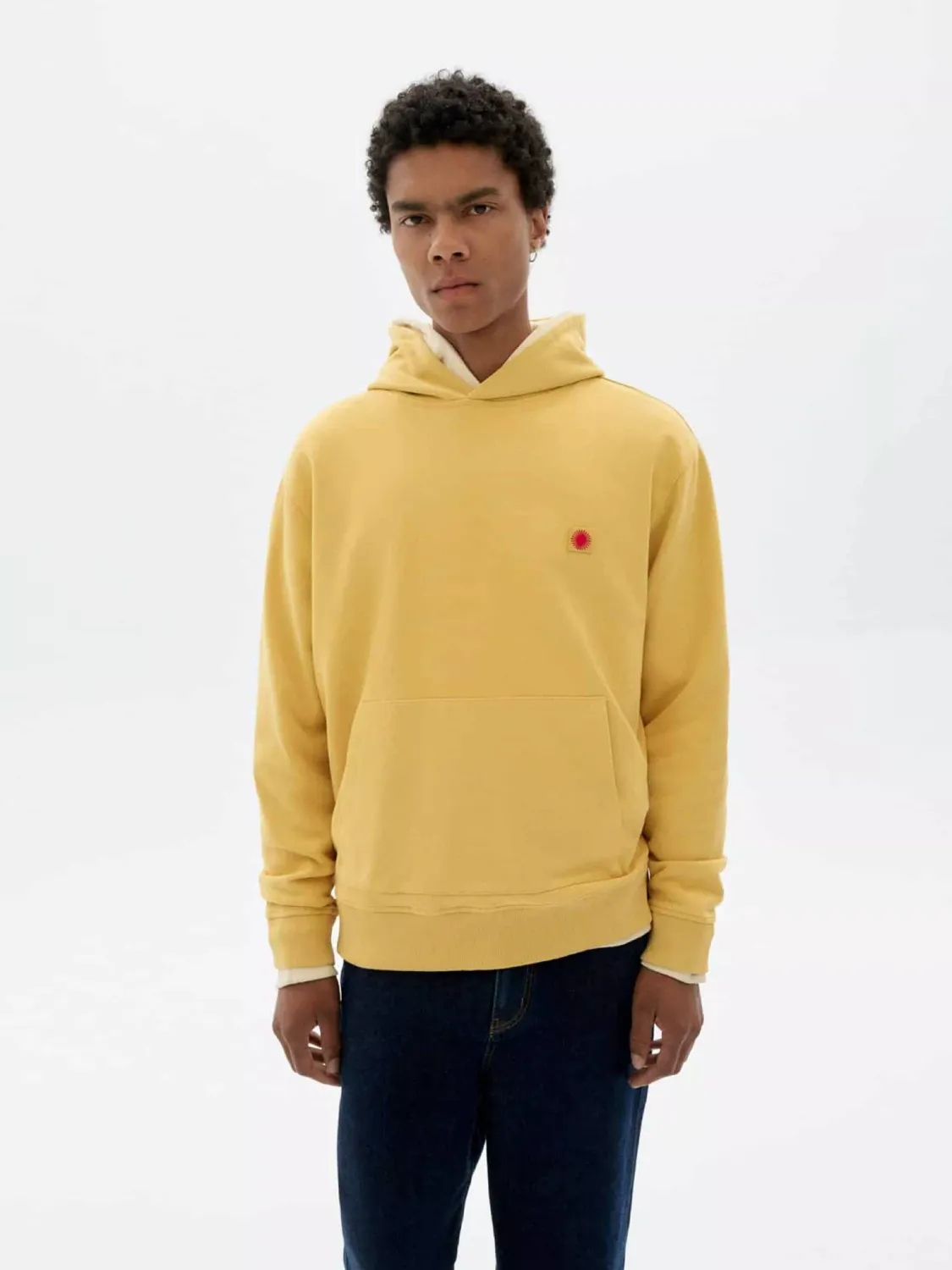 Thinking Mu | LAST ONE in M - Sol contrast Sahara hoodie - organic cotton GOTS - hand embroidered