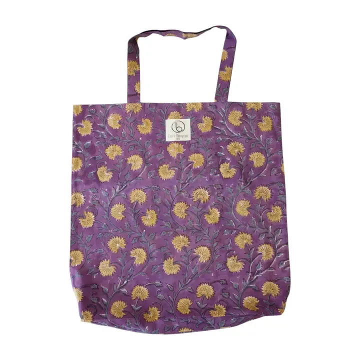 Claire Beaugrand | Printed Cotton Tote Bag 40 x 45 cm - violet yellow flowers
