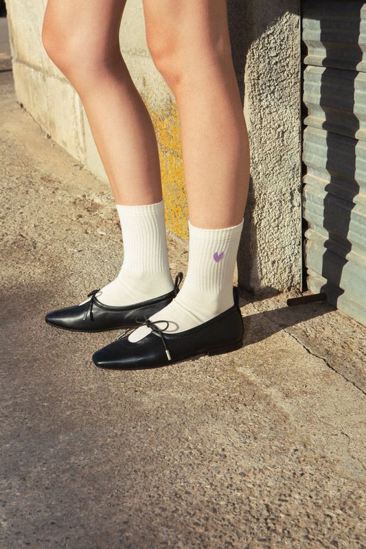 Jutelaune | Lilac Heart Socks - organic cotton