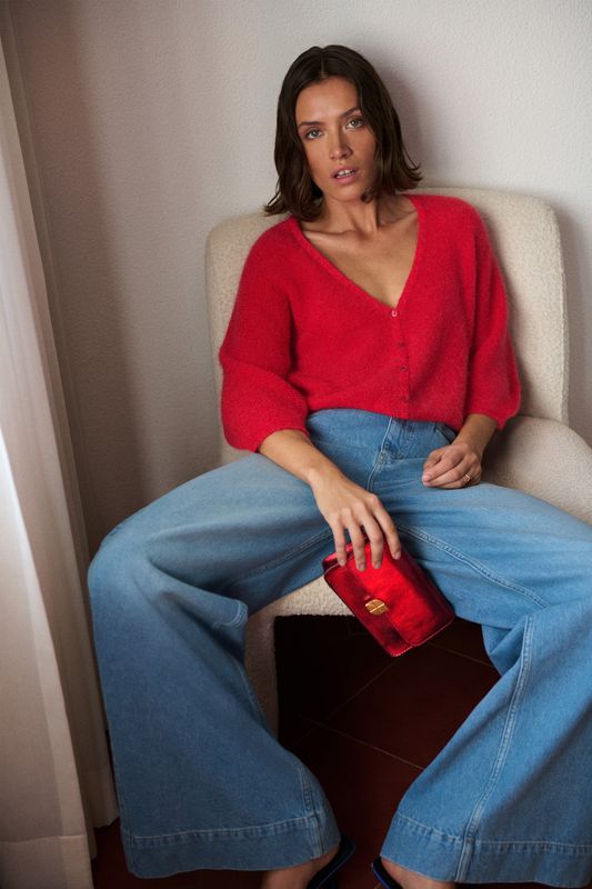 By-Bar | Indra cardigan poppy lollipop red - mohair &amp; alpaca wool - made in Italy