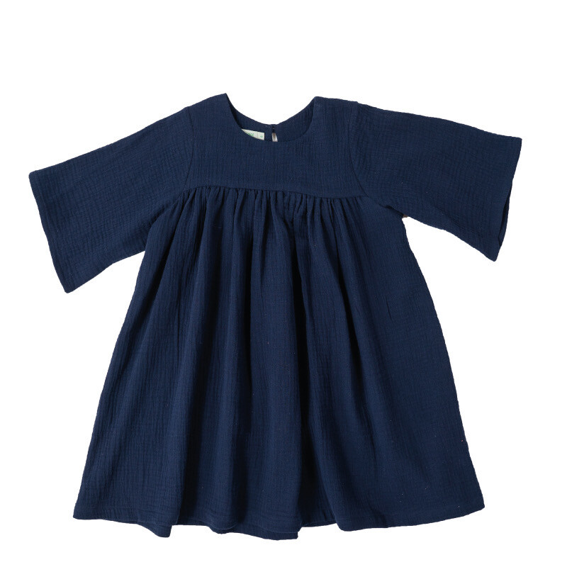 Selva Sauvage | LAST ONE in 8 yrs - Dress Emilia navy blue - organic cotton