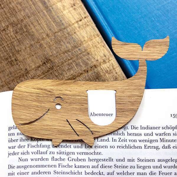 Bow &amp; Hummingbird | Wooden Bookmark - Whale