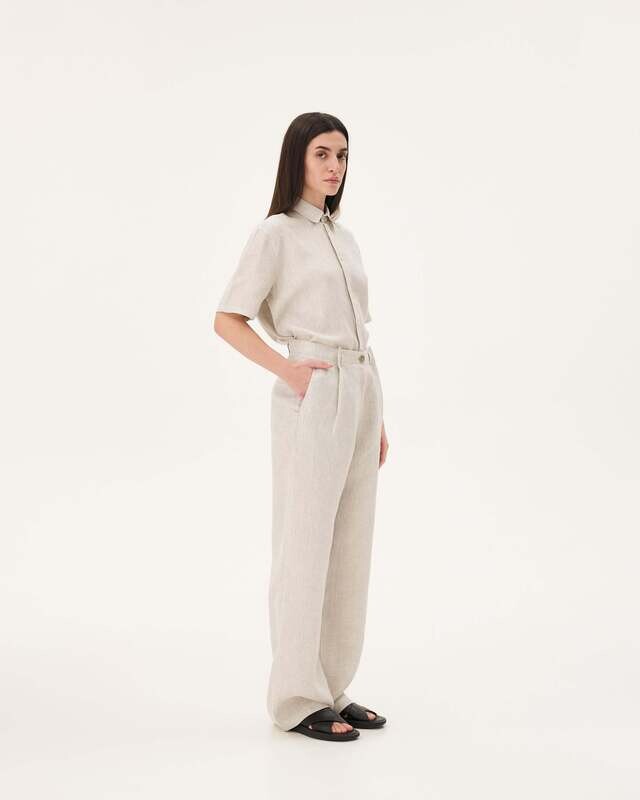 Noyoco | LAST TWO in 40 &amp; 42 - Linen pleated trousers - 100% linen OEKO-TEX grown in France, woven in Belgium