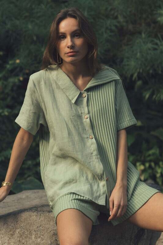 Benedita Formosinho | LAST ONE in S/M - Margarida assymetric blouse - linen &amp; organic cotton GOTS &amp; OEKO-TEX - made in Portugal