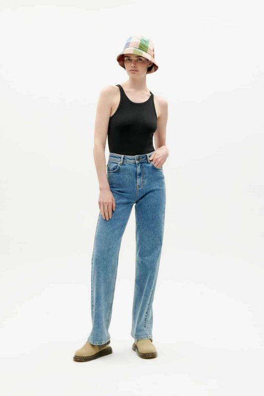 Thinking Mu | LAST ONE in L - Harriet strap top black - Organic cotton