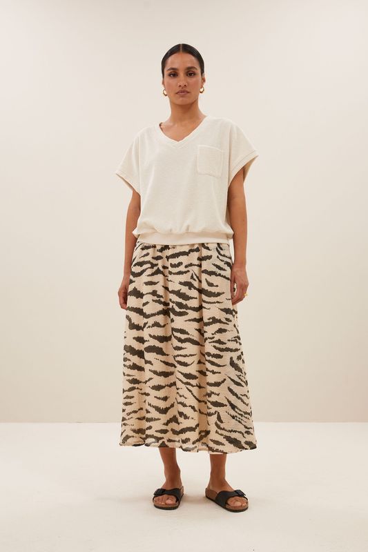 By-Bar | LAST ONE in S - Tyler slub top almond - towel/organic cotton - made in Portugal