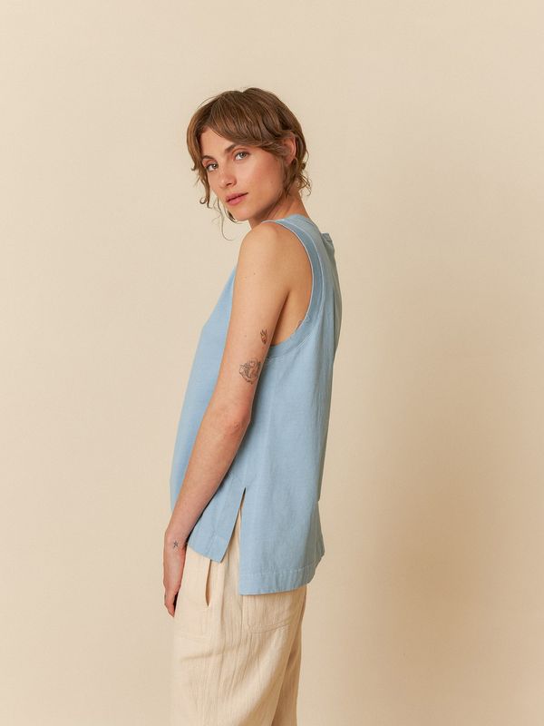 Indi &amp; Cold | Tank top vintage blue - organic cotton - made in Spain