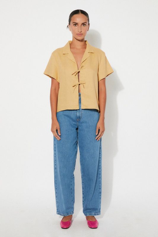Rita Row | LAST ONE in M - Linen ties blouse pineapple - made in Portugal