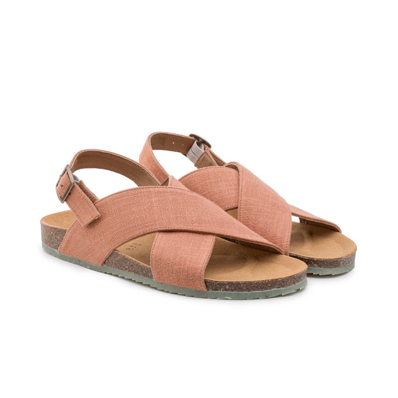 ZOURI | LAST ONE in 41 - CORAL hazelnut sandals ramie - made in Portugal