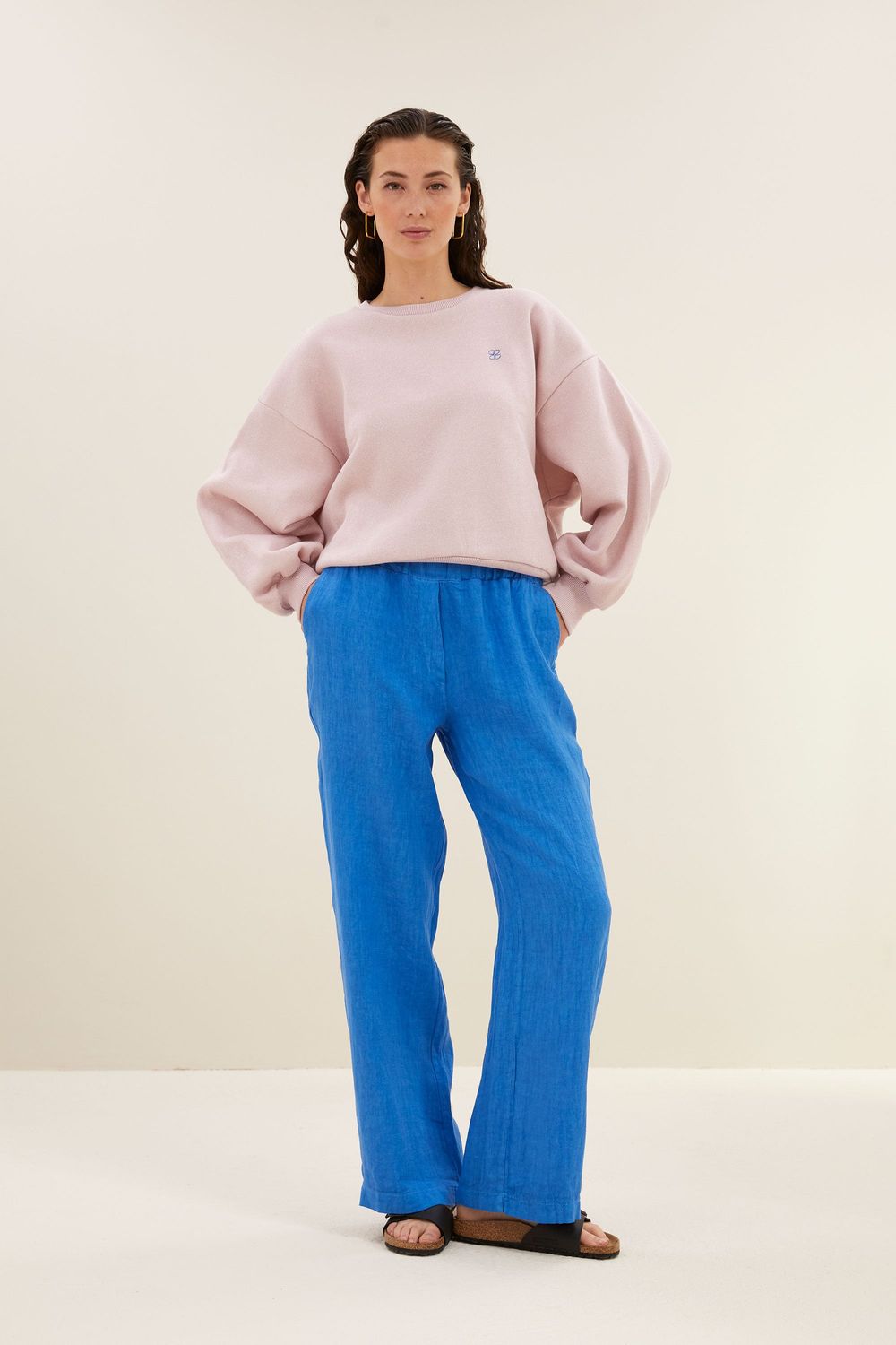 By-Bar | LAST TWO in S &amp; M - Robyn linen pants - queens blue - made in Italy