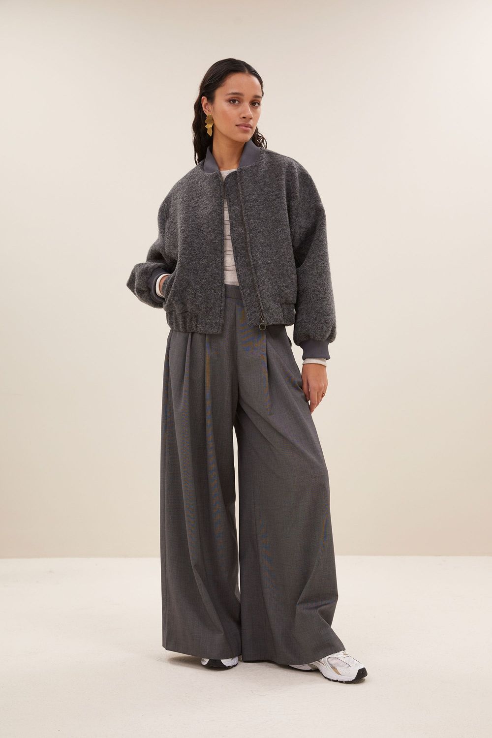 By-Bar | LAST TWO in S &amp; L - Aleksi wool jacket dark grey - organic cotton - made in Portugal