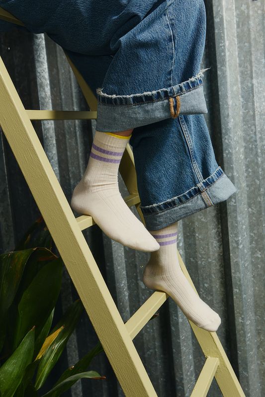 Jutelaune | Lilac stripe socks - GRS certified organic cotton