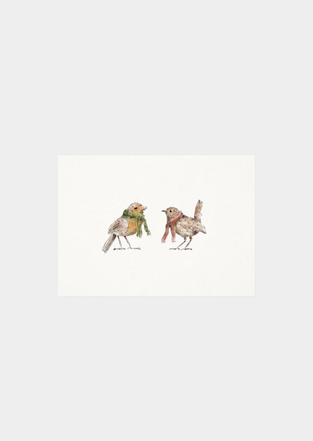 Inkylines | A6 Postcard - Robin &amp; Wren with scarf