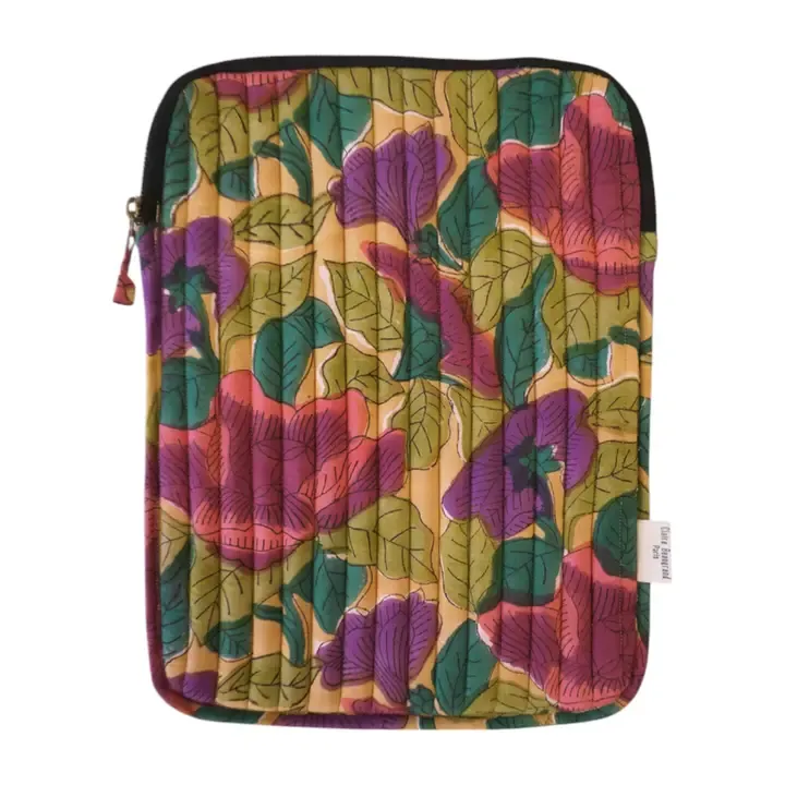 Claire Beaugrand | Pia printed Cotton Laptop Case 36 x 26.5cm (13 inch) - violet green