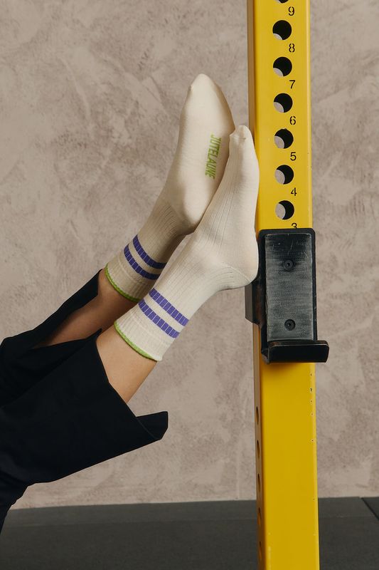 Jutelaune | Violet stripe socks - GRS certified organic cotton