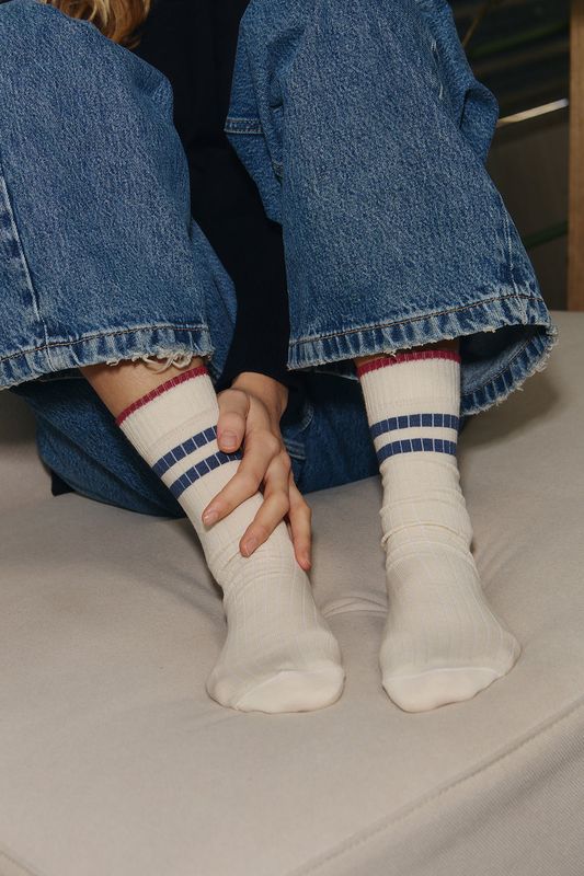 Jutelaune | Navy stripe socks - GRS certified organic cotton