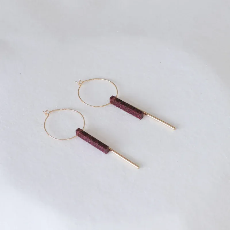 Studio nok nok | Gold hoop sparkle earrings 6,8cm - made in Belgium