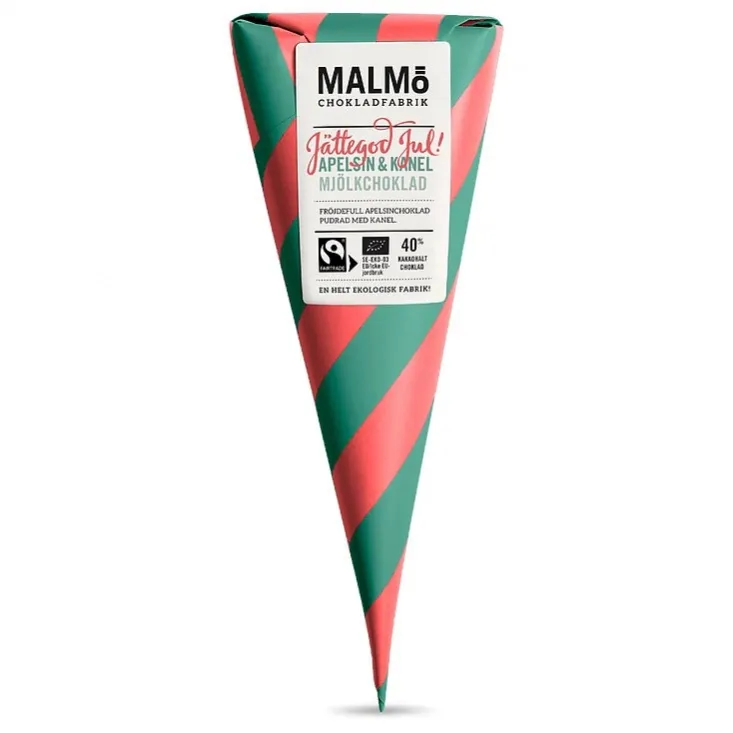 Malmö Chokladfabrik | Organic chocolate cone - Jättegod Jul Christmas edition - fairtrade certified cocoa - different flavors available