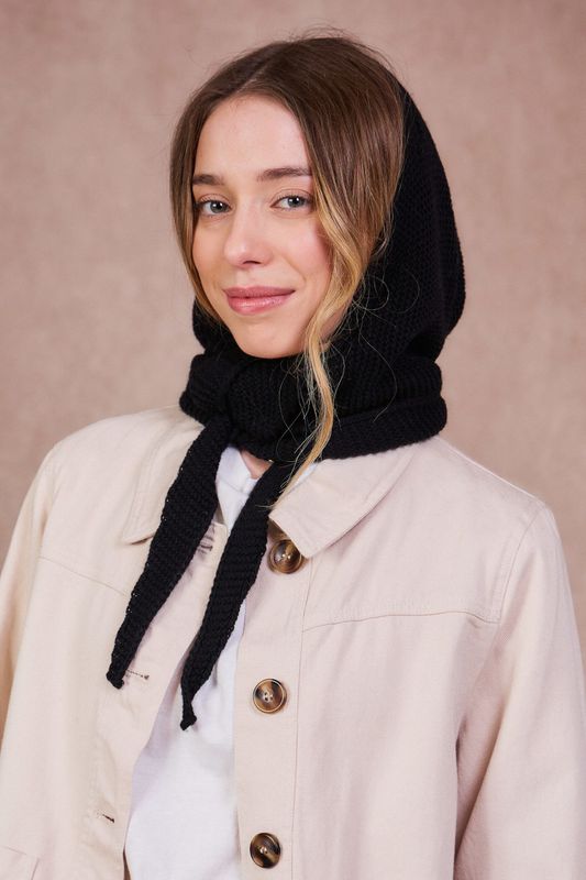 Calie Paris | Hooded scarf balaclava black - merino &amp; cashmere wool - available in different colors