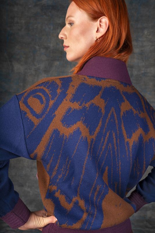 Wolvis | Merino wool bomber jacket noctua cacao - navy blue brown - made in Belgium