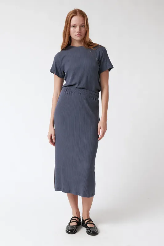 amt. Studio | Lula rib knit skirt vintage blue - Modal - made in Spain