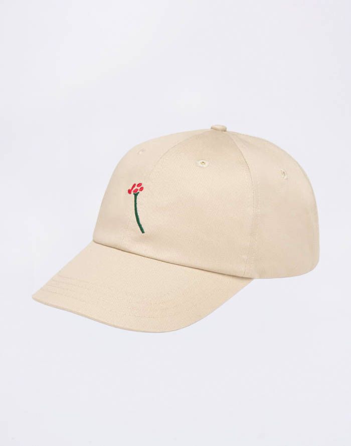 Thinking Mu | Ecru embroidered flower Chris cap - organic cotton