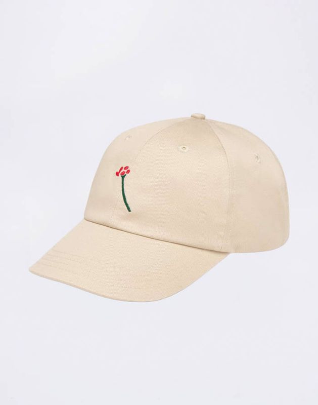 Thinking Mu | Ecru embroidered flower Chris cap - organic cotton
