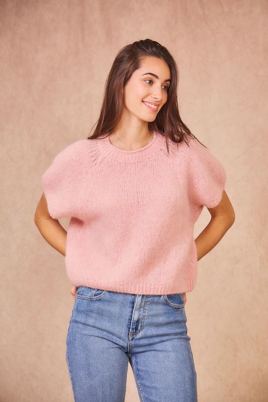 Calie Paris | Soft pink knit sweater - mohair wool - made in Italy