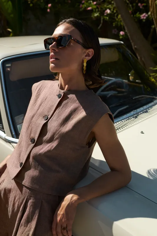 By-Bar | Nori girone gilet iced coffee - cotton &amp; linen