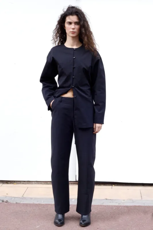 black to grey | Glass trousers black - organic cotton - made in Barcelona