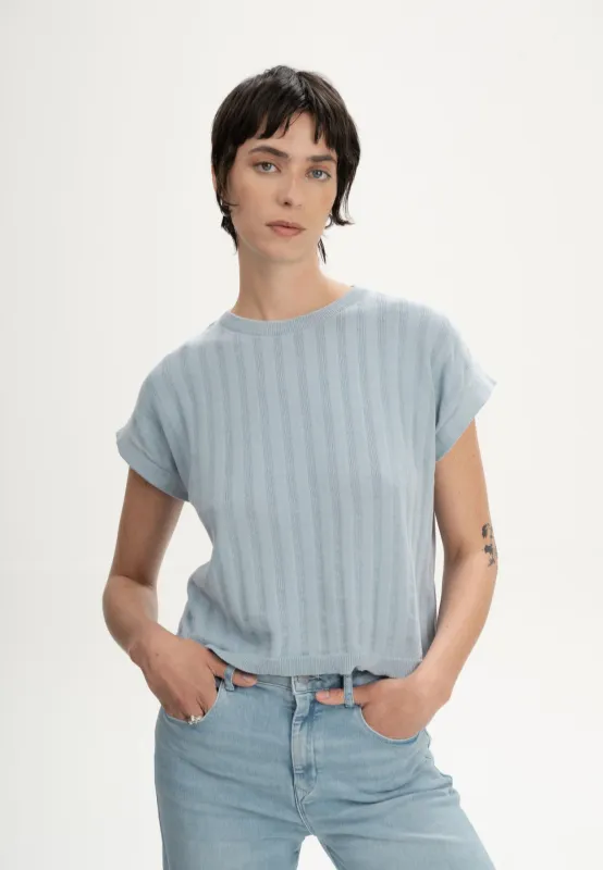 MELA | Knitted shirt cloud blue - organic cotton