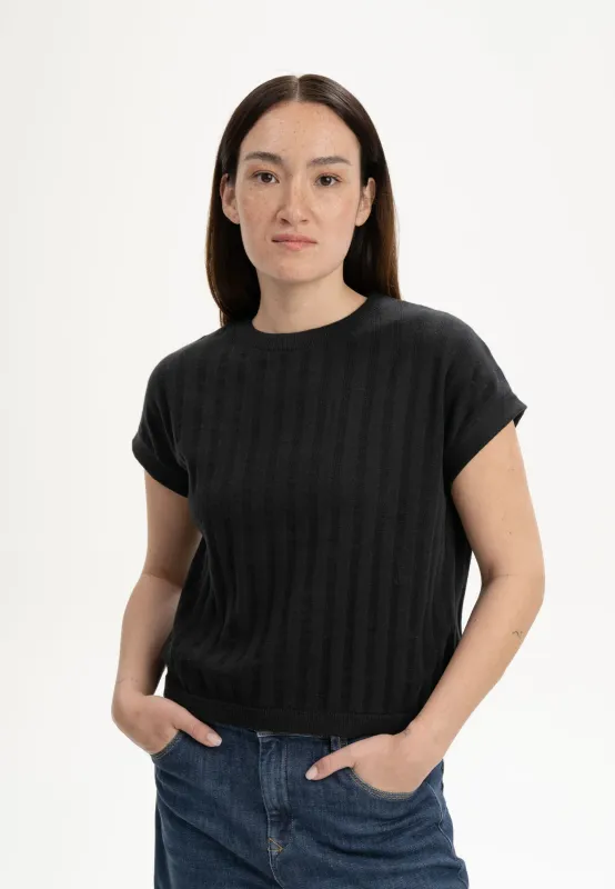 MELA | Knitted shirt black - organic cotton