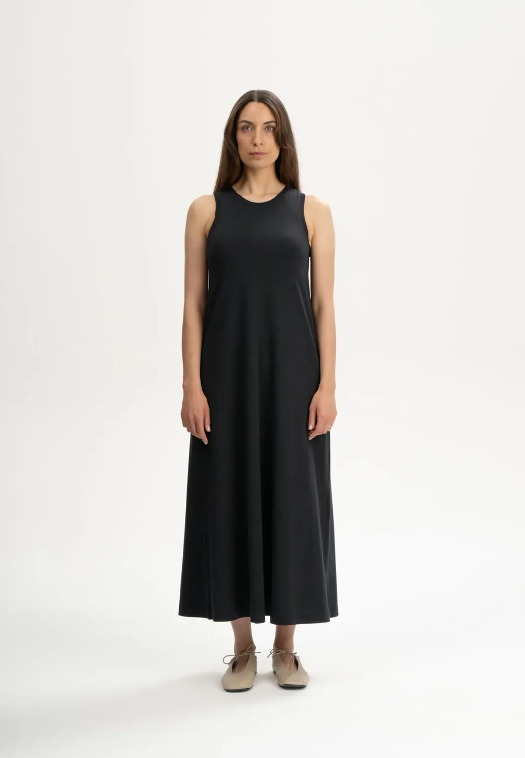 MELA | Long jersey dress Mahika black - organic cotton